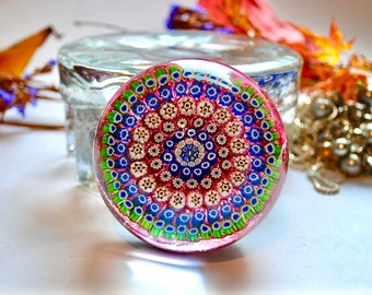 Whitefriars Millefiori Paperweight, 1982 Crystal Glass Art
