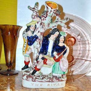 Large Staffordshire ceramic figurine made and hand painted in Victorian England