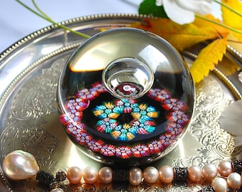 Rare Caithness Millefiori Paperweight, Vintage Scottish Crystal (B5529)