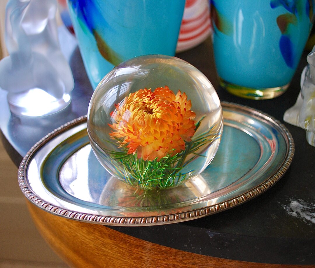 Large Paperweight Made From Quality Resin With Stunning Golden Orchid ...