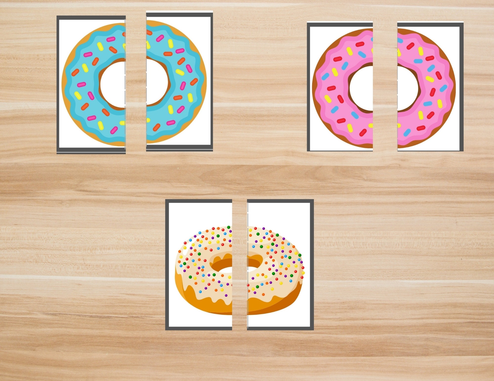 Doughnuts Matching Game card game. printable chanukah party Etsy