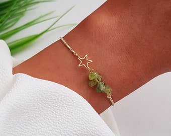 Dainty Peridot Bracelet, August Birthstone Jewelry, Peridot Healing Bracelet, Peridot Crystal Bracelet, August Birthday Gift, Gift For Her