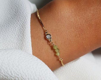 3mm Peridot Bracelet, August Birthstone Jewelry, Green Peridot Jewelry, Peridot Crystal Bracelet, Friendship Bracelet, August Birthday Gifts