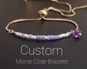 Custom Morse Code Bracelet, Morse Code Jewelry for Her, Friendship bracelet,  Hidden Message Bracelet for Friend, Sister, Wife, Gift For Her