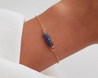 Sapphire Bracelet, Blue Sapphire Bar Bracelet, September BIrthstone Jewelry, 14k Gold Filled Bracelet, Birthday Gift for Her, Gift for Women