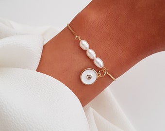 Freshwater Pearl Bracelet, Pearl Wedding Bracelet, Dainty Pearl Bracelet, Bridesmaid Gift, Bridal Bracelet, Mothers Day Gift, Gift For Her