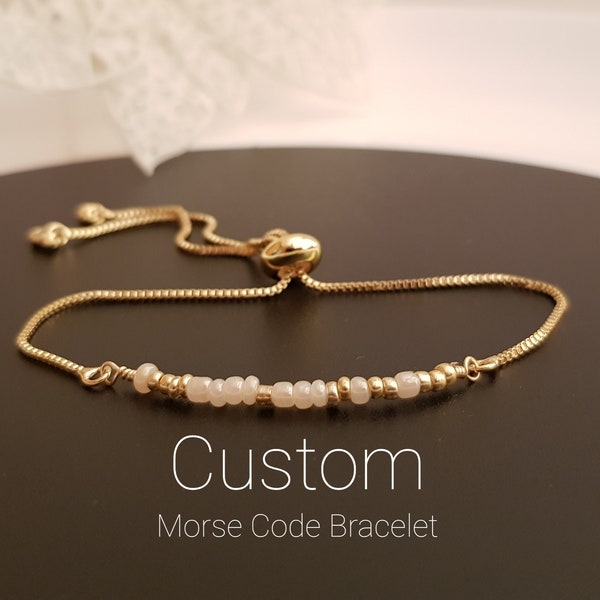 Custom Morse Code Bracelet, Morse Code Jewelry, Secret Message Bracelet, Hidden Message Bracelet for Friend, Sister, Wife, Gift For Her