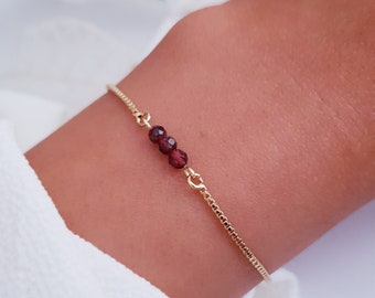Delicate Garnet Bracelet, Garnet Beaded Bracelet, January Birthstone Bracelet, Red Garnet Jewelry, Birthday Gift For Her, Gift For Mom