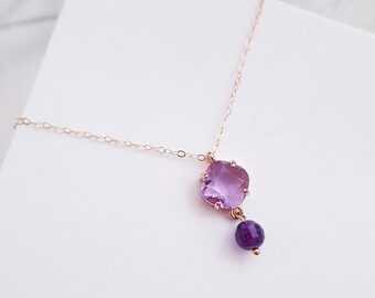 Amethyst Necklace, Amethyst Jewelry, 14K gold Filled, February Birthstone Necklace, Birthstone Jewelry, February Birthday Gift, Gift For Her