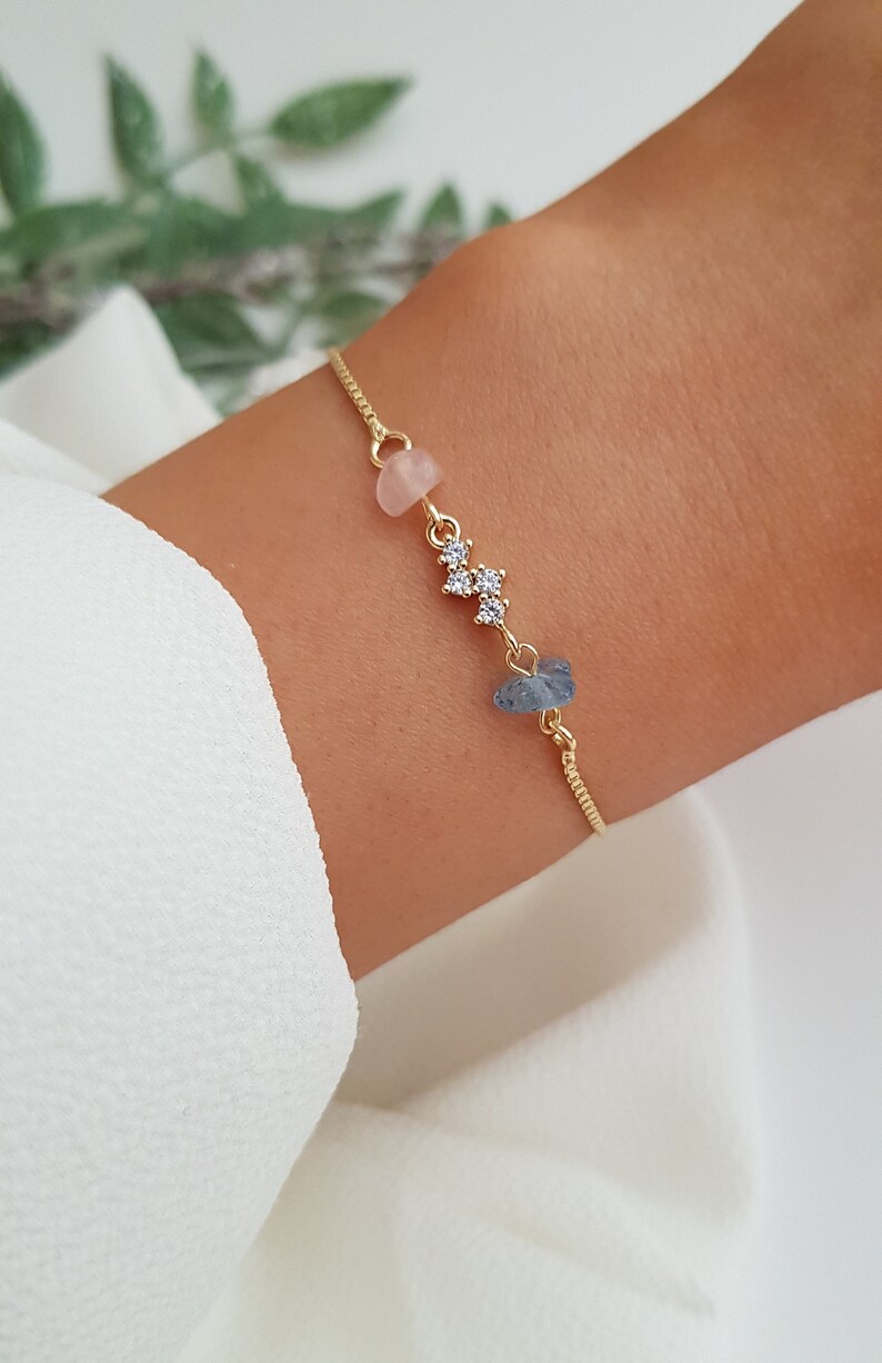 Rose quartz and aquamarine bracelet Clearance