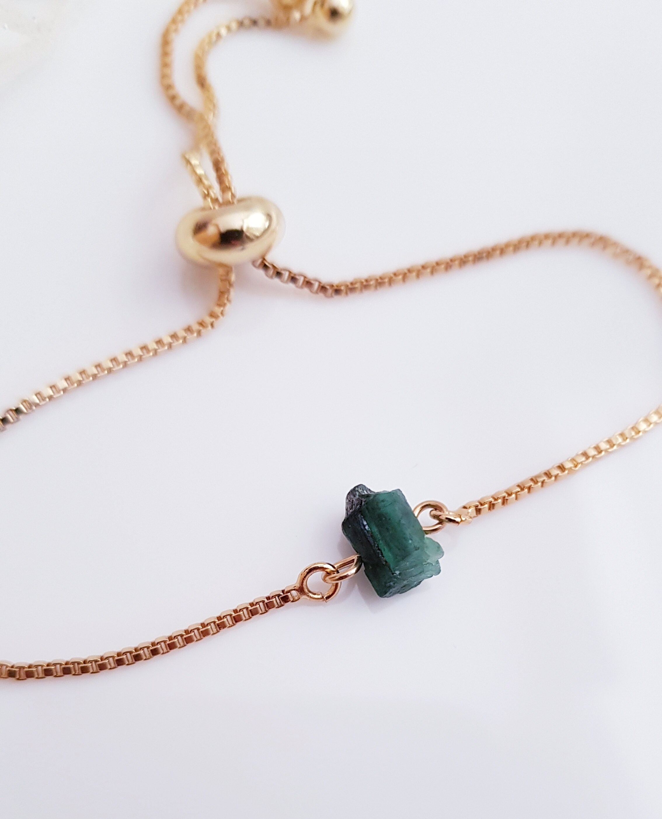 Genuine Emerald Bracelet Raw Emerald Bracelet May Birthstone | Etsy