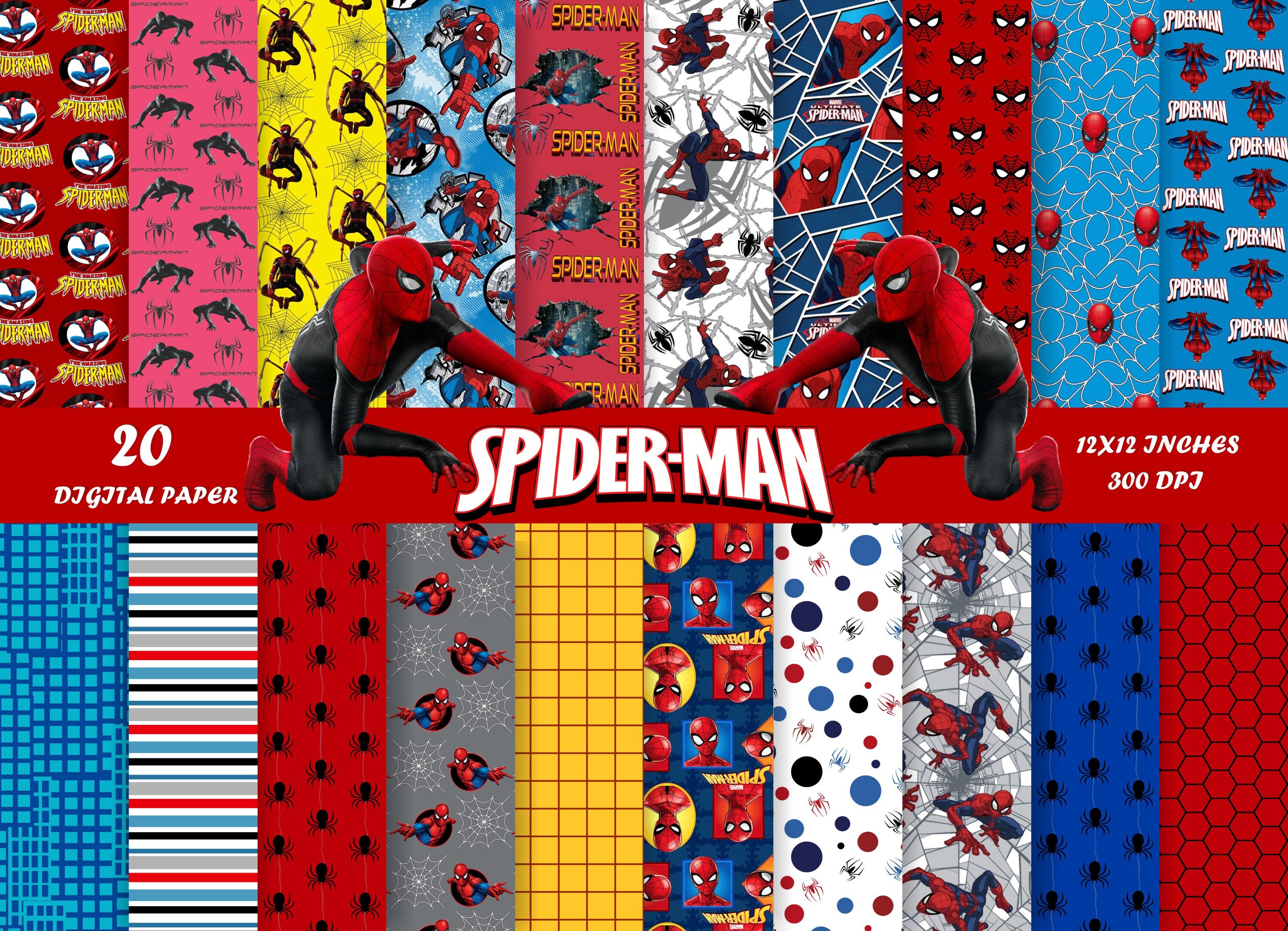 Spiderman Digital Paper. Spiderman Pack. Spiderman scrapbook Etsy