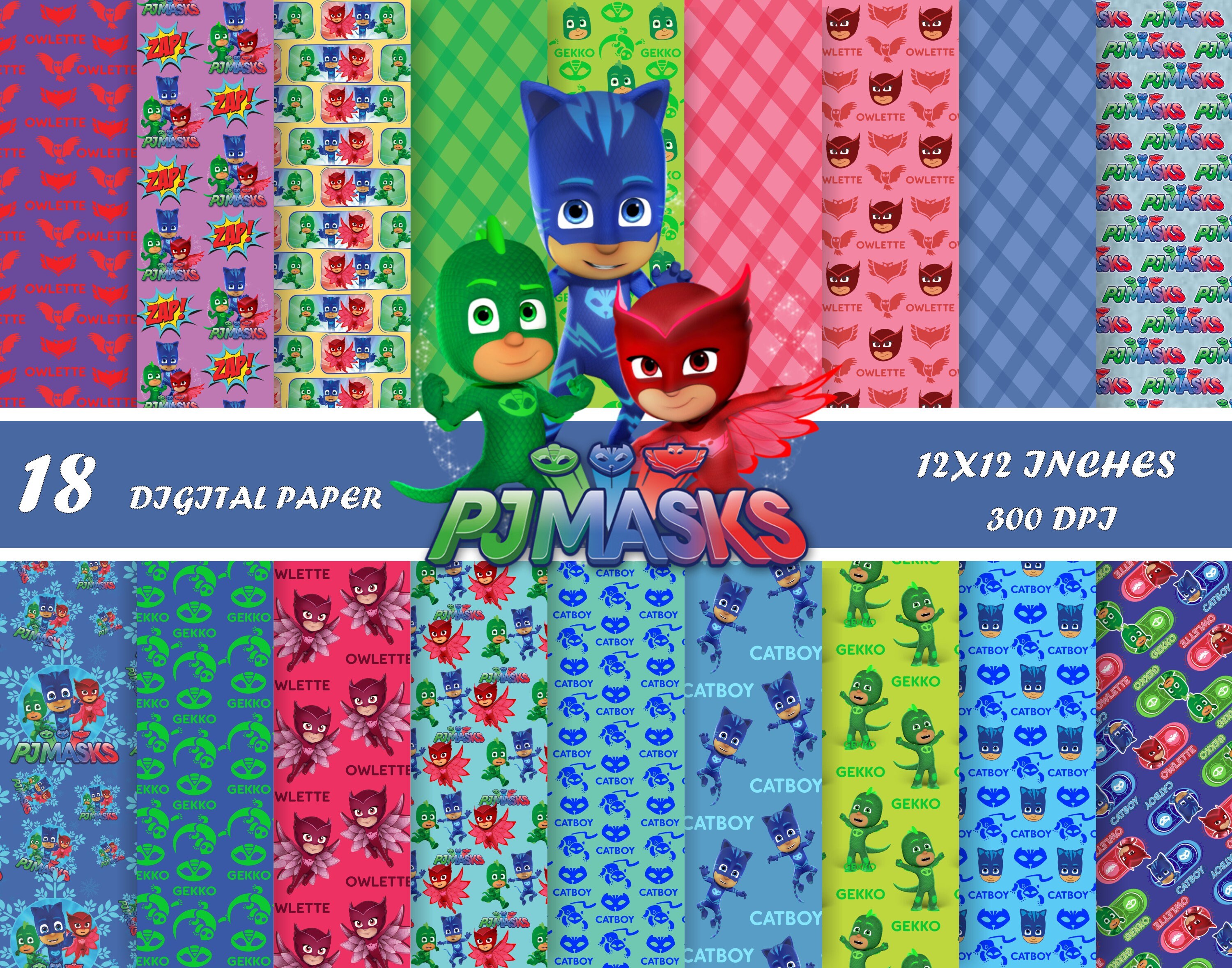PJ Masks Digital Paper.PJ Masks Pack. PJ Masks scrapbook Etsy