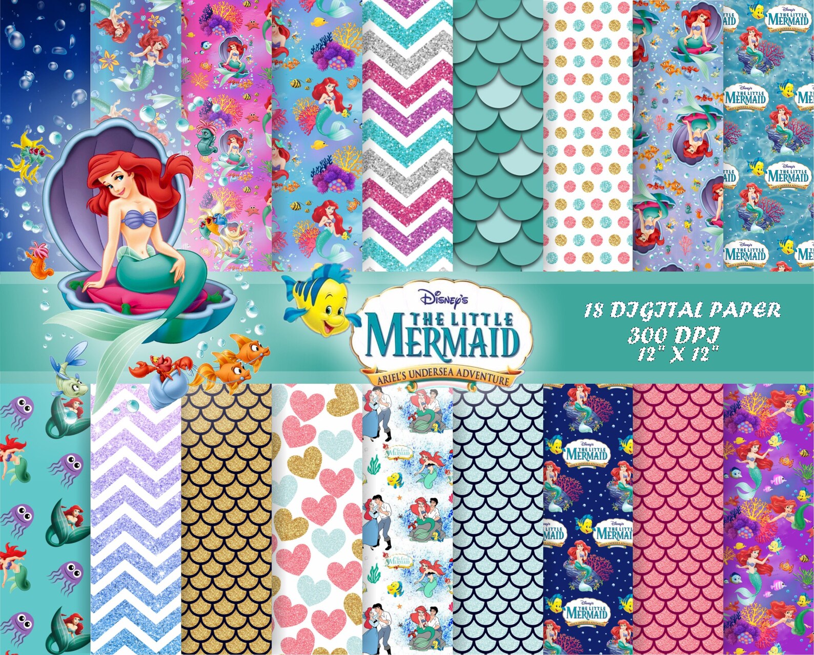 Little Mermaid Ariel Digital Paper Princesa De Disney Etsy Little Mermaid Ariel Digital Paper Princesa De Disney Etsy