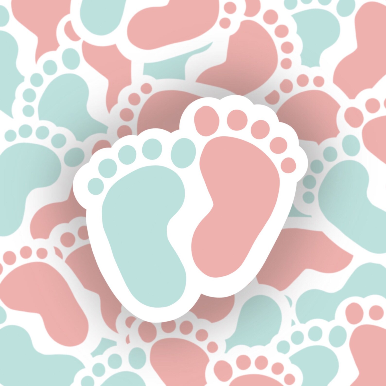 Blue and Pink Baby Feet Sticker weatherproof for Etsy