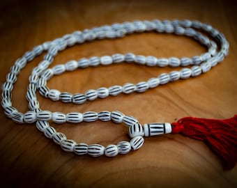 108 Carved Bone Barrel Mala Prayer Beads