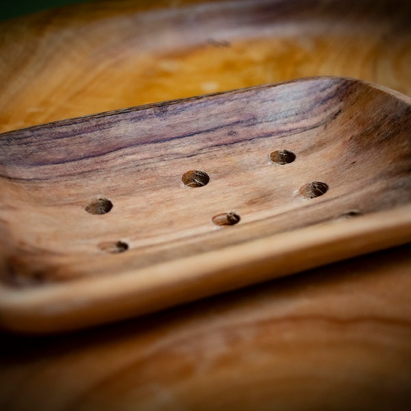 Handmade Kenyan Olive Wood Soap Dish