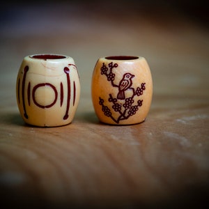 Set of 2 Engraved Resin Dreadlock Beads
