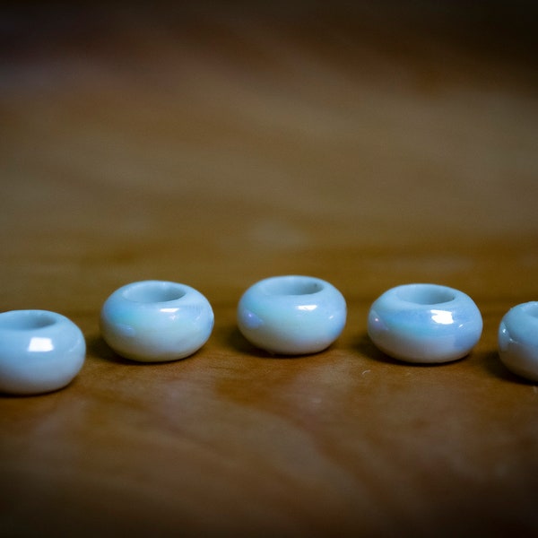 Set of 5 Electroplate Porcelain Dreadlock Beads