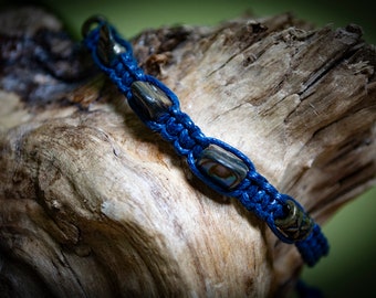 Navy Paua Shell Hand-Woven Bracelet