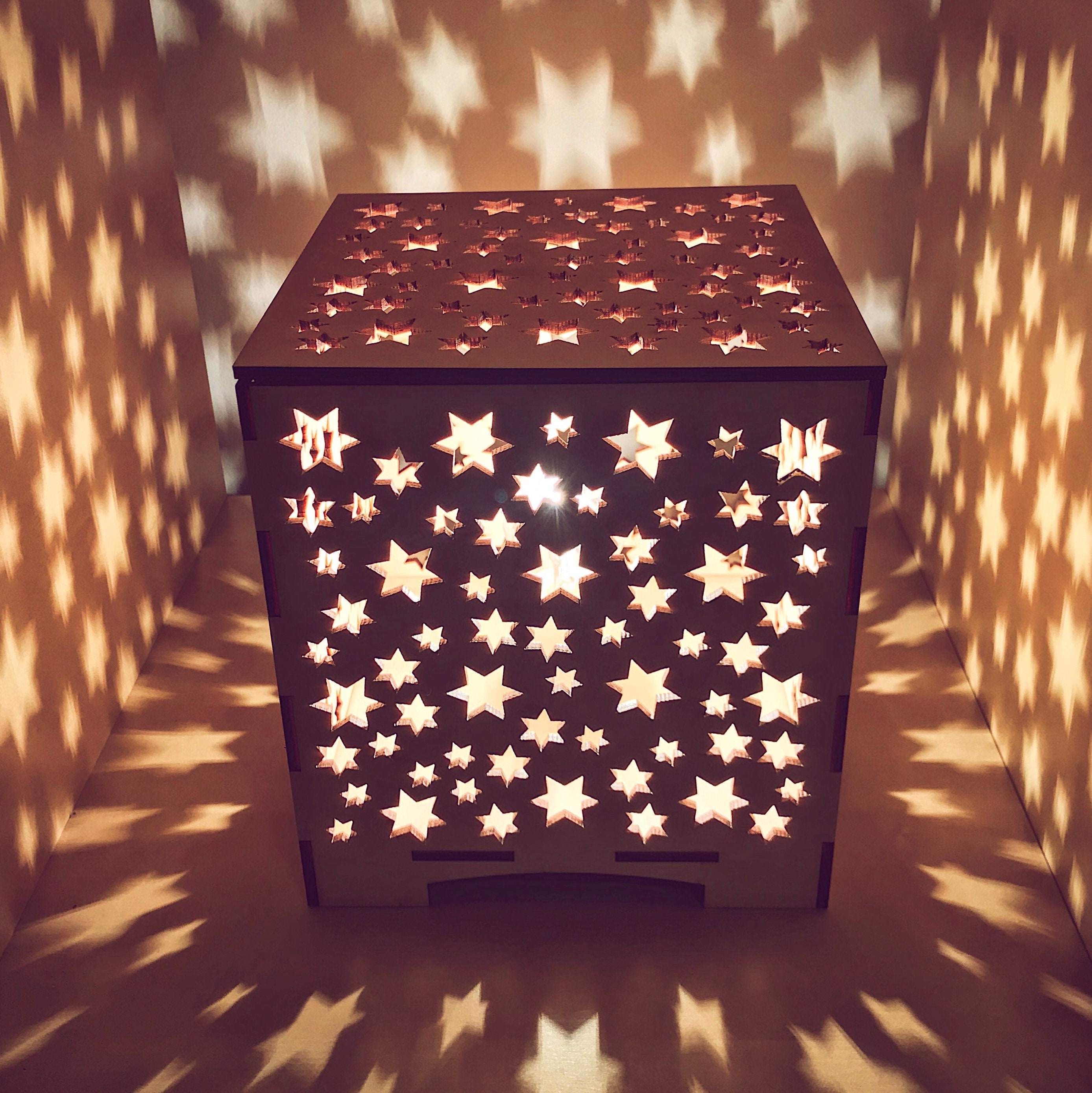 Handcrafted Wooden Star Box Lamp Kids Nursery Table Lamp Etsy