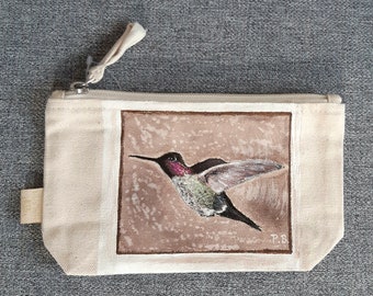 Painted humming bird purse