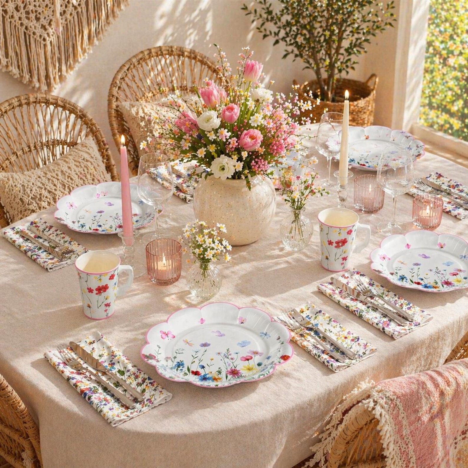 Floral Tea Party Supplies for 36 Guests, Wildflower Party Decorations ...