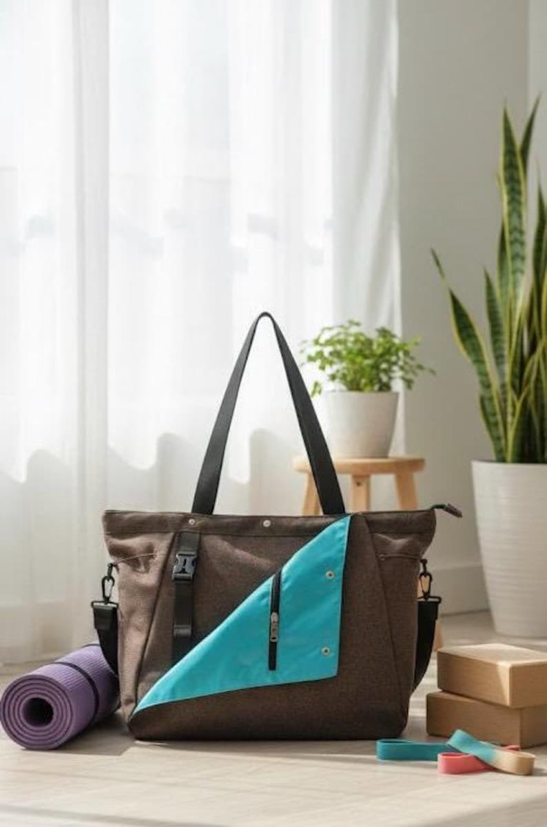 Yoga Bags ESVAN Yoga Mat Bag – Gym Tote With Multi-Pockets, Drawstring Carrier For Pilates, Travel, Workout & Office ESVAN Tote Bag With Yoga Mat Carrier Pocket