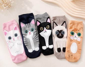 Chaussettes antidérapantes à motif chat pour femmes, chaussettes de Pilates, chaussettes de yoga antidérapantes, chaussettes d'hôpital, chaussettes de barre, chaussettes à motif chat mignon, chaussettes de sport en studio