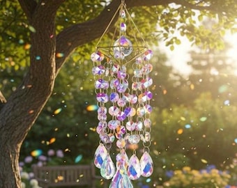 Atrapasueños de cristal de lujo para colgar en la ventana, estilo campanilla de viento, decoración para interiores y exteriores, regalo para ella, regalo para el Día de la Madre, Pascua.