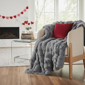 Gezellige bankdeken, deken van imitatiekonijnenbont, comfortabele deken, zacht pluizig pluche bubbeldeken, winterbeddeken