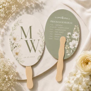Personalized Wedding Program Fan, Custom Monogram Hand Fan, Ceremony Fan, Double Sided Wedding, Wedding Favor, Bridal Shower Reception Favor