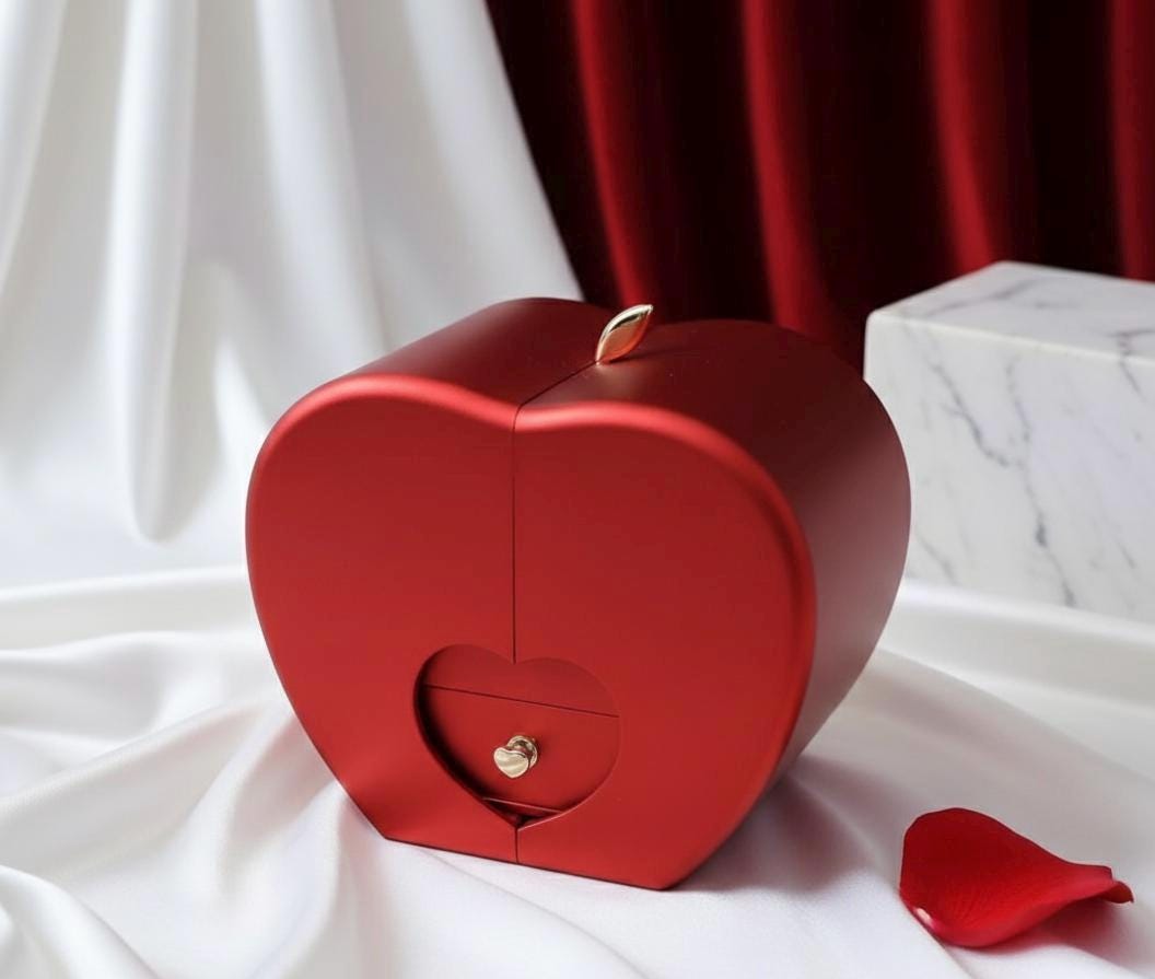 Preserved Rose Gift Box With Heart Necklace, Eternal Rose Jewelry Box ...