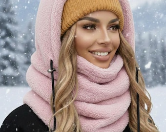 Fleece Winter Balaclava | Adjustable Hood Scarf & Neck Warmer | Over-the-Helmet Ski Mask for Hiking, Cycling,  Snowboarding | Men or Women