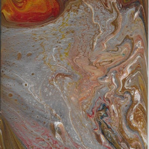 Abstract Acrylic Pour Painting - Silver and Bronze