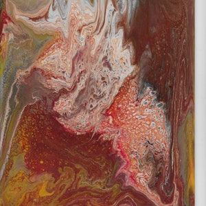 Abstract Acrylic Pour Painting - Silver / Red
