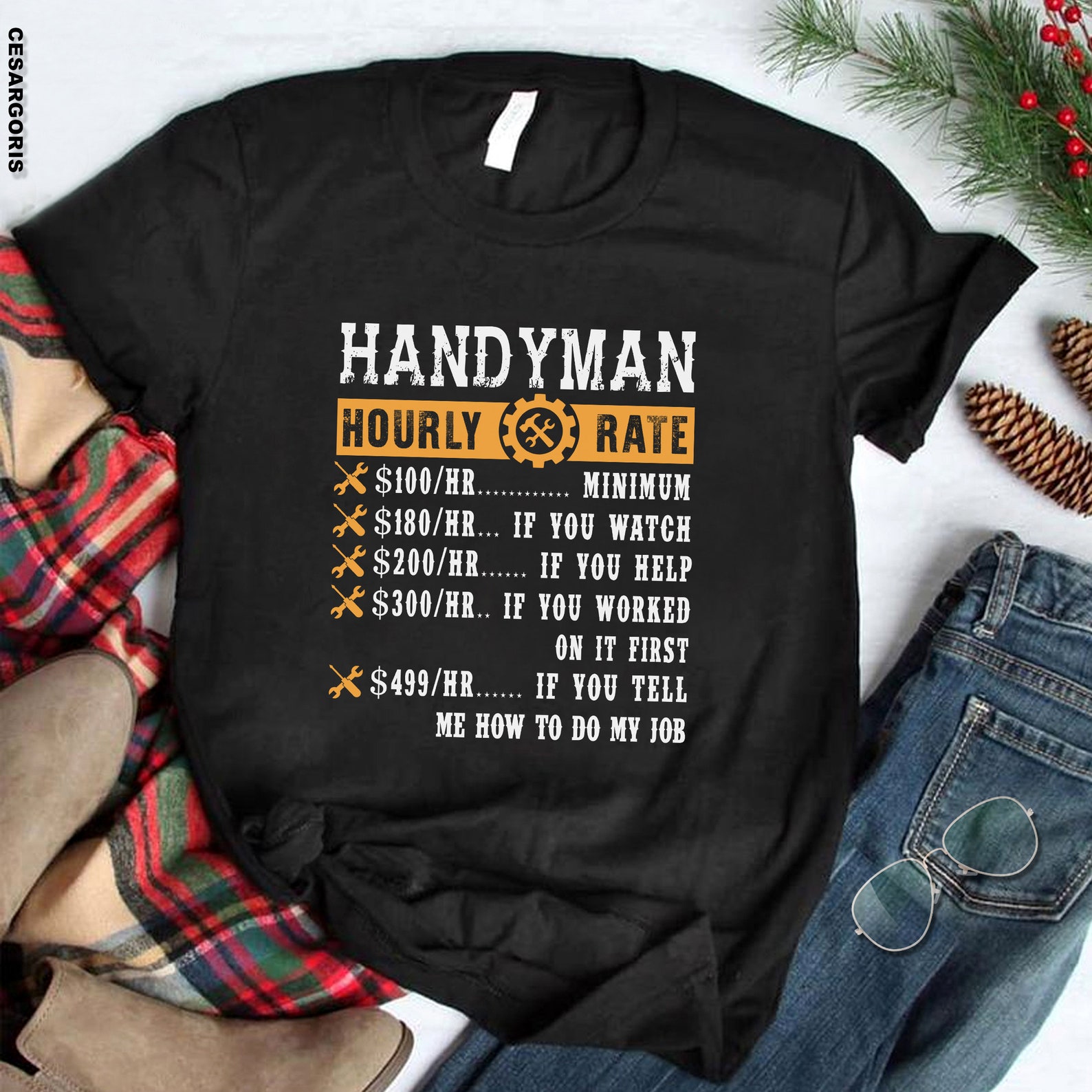 Handyman Hourly Rate Funny Handyman Gifts tshirt Etsy