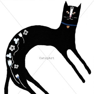 Black cat poster / Summercat print / Simple cat poster