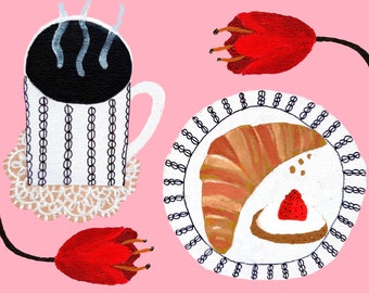 Pacote de 4 cartas de Momento de café alegre