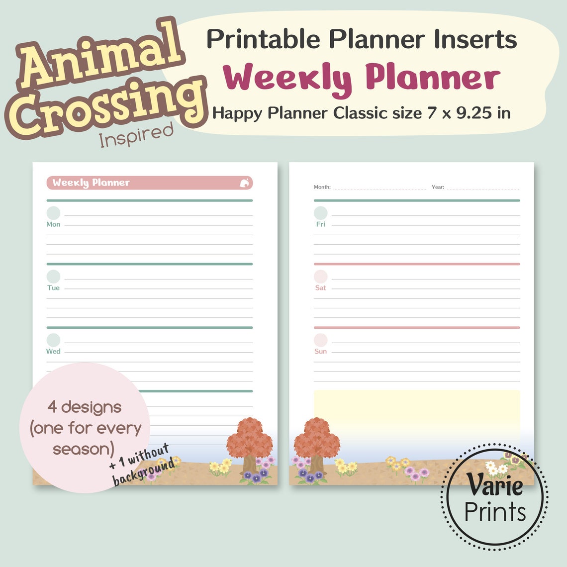 Animal Crossing inspired Printable planner inserts WEEKLY | Etsy