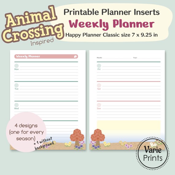 Small Sized Animal Crossing-Inspired Monthly Planner Printables Paper ...