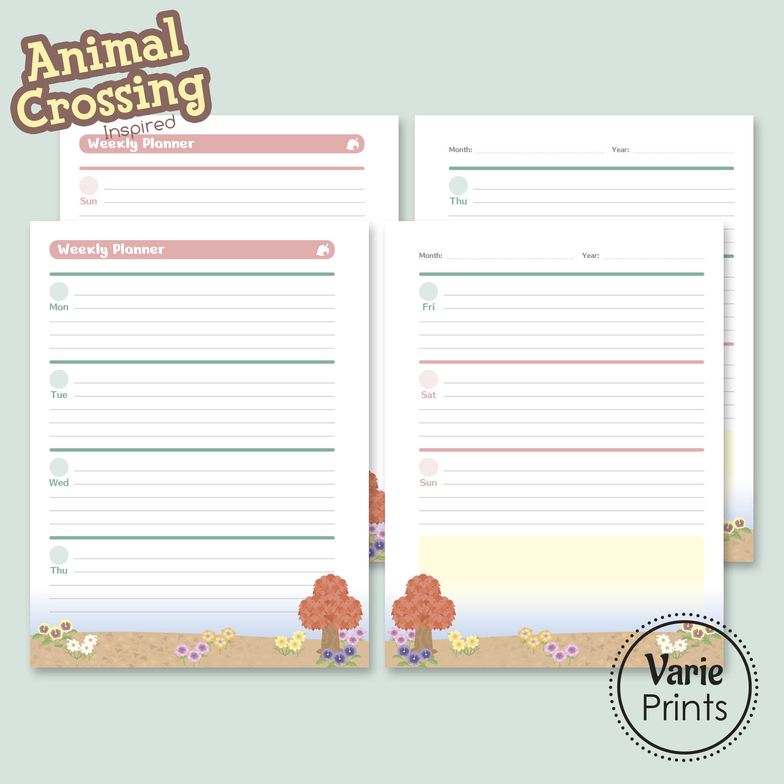 Animal Crossing inspired Printable planner inserts WEEKLY Etsy