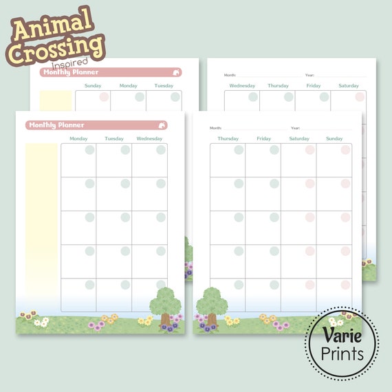 Small Sized Animal Crossing-Inspired Monthly Planner Printables Paper ...