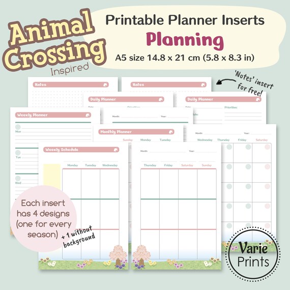 Animal Crossing inspired Printable planner inserts PLANNING | Etsy