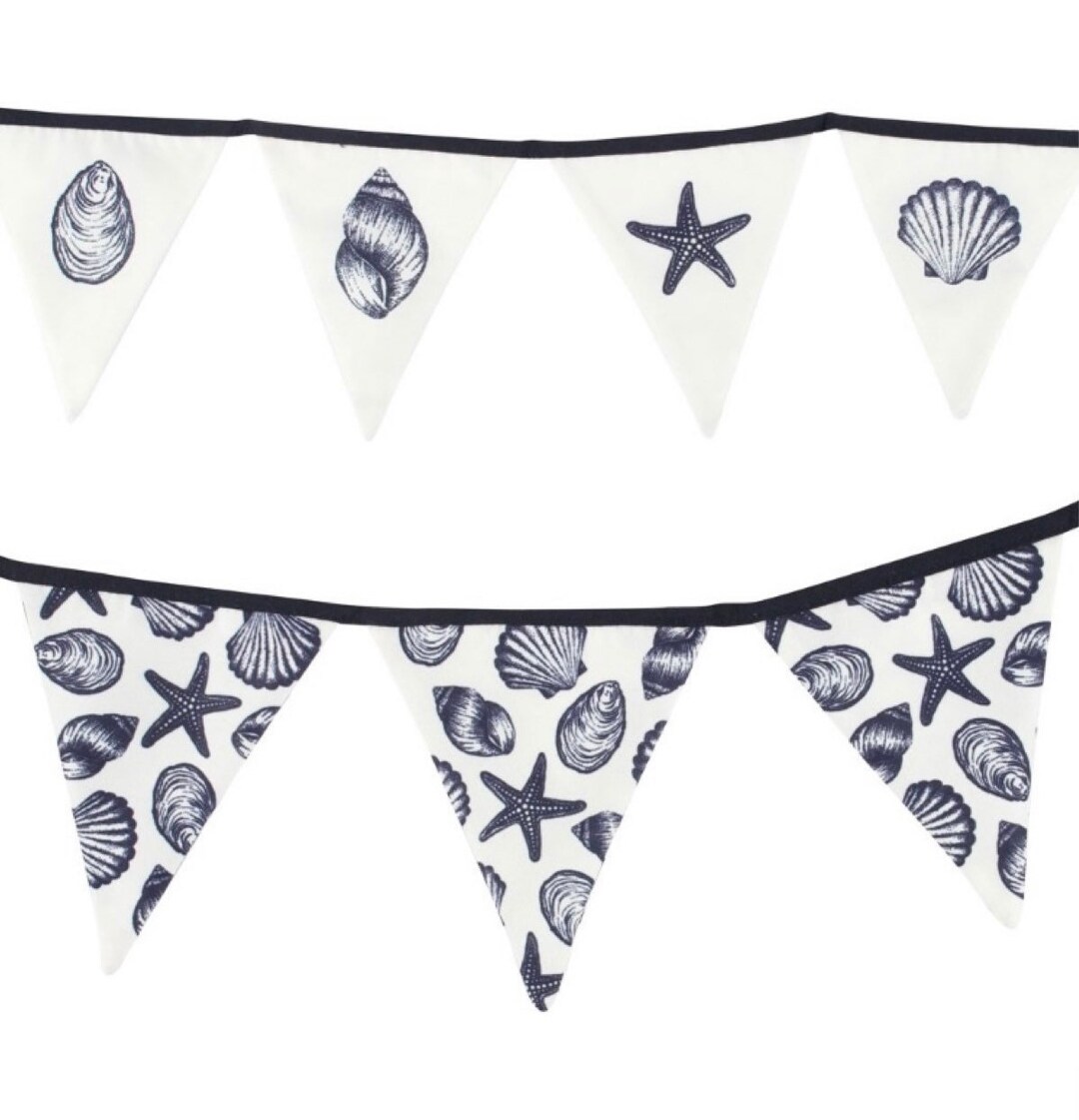 Coastal Nautical Seashell Fabric Bunting 1.5m Beach Party Etsy UK