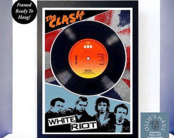 The Clash ‘White Riot’ Framed 7” Vinyl Single Record | Punk Music Wall Art | Unique Gift For Any Music Lover | 70s Music Memorabilia