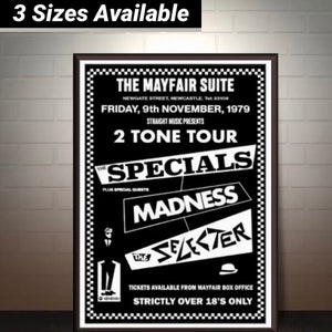 Póster de la gira musical 2Tone (impresión artística giclée, tamaño A5, A4 y A3) / Madness / Specials / Selecter / Rude Boys / Recuerdos de música ska / Arte mural musical