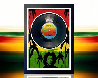 Framed 7" Vinyl Single Record | Bob Marley 'No Woman No Cry' | Reggae Music | 70’s Music Memorabilia | Unique Gift Idea | Vintage Music Art