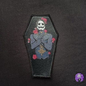 Papa IV coffin, Ghost Inspired, Handmade satin Patch