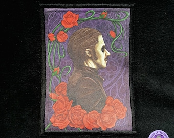 Jugendstil Rosen, Band Inspiriert, handgemachter Aufnäher aus Satin